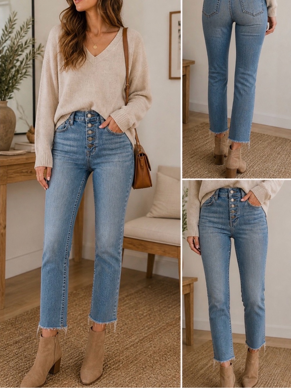 Free People NWOT High-Rise Button-Fly Raw Hem Jeans